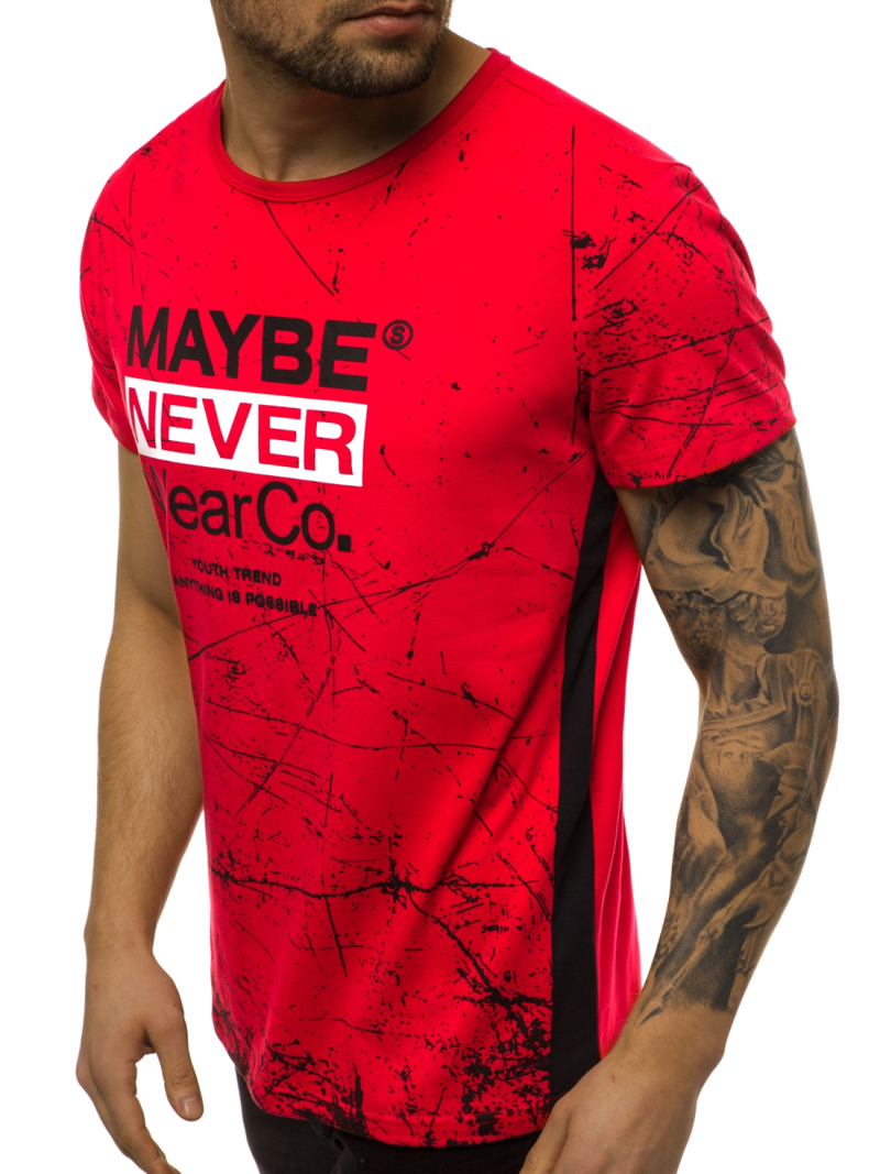 Мъжка тениска червен OZONEE JS/SS10915