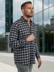 Мъжка риза тъмносиньо OZONEE V/V173