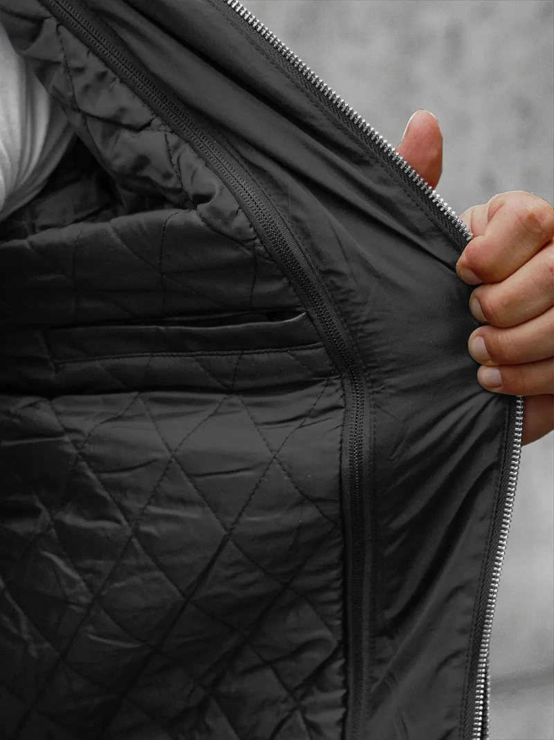 Мъжко кожено яке черно OZONEE JS/11Z8004