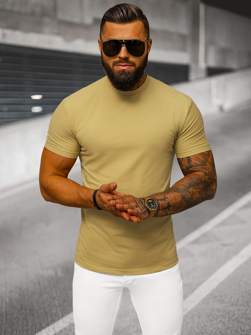 Мъжка тениска бежов OZONEE NB/MT3001