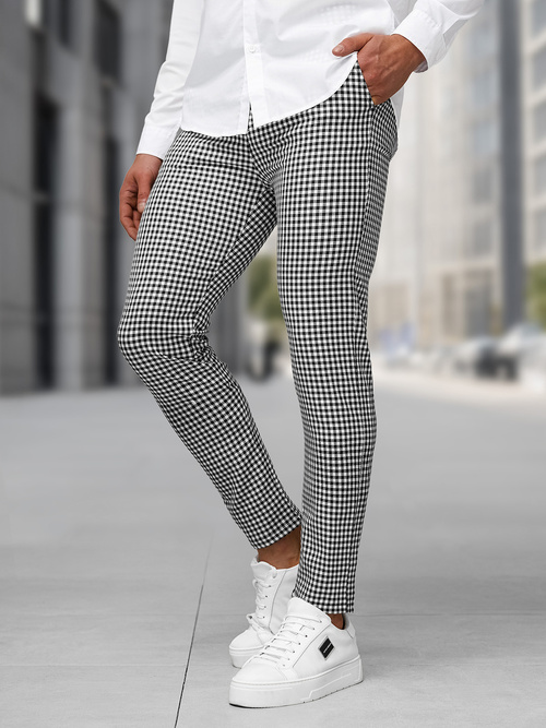 Мъжки панталони черно-бяло OZONEE DJ/5531Z