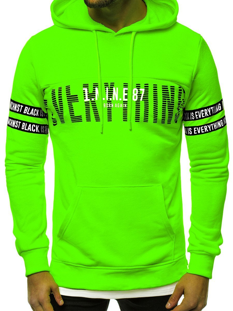 Мъжки суитшърт зелена неонов OZONEE MACH/3123