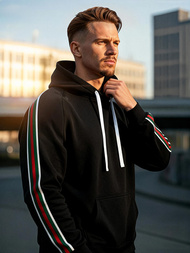 Мъжки суитшърт с качулка черен OZONEE JS/8B1731/3