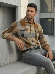 Мъжка риза камел OZONEE NB/MC728KZ