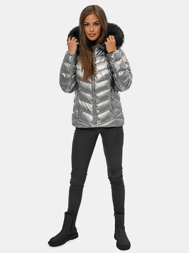 Дамско яке сребърно OZONEE JS/M773/401