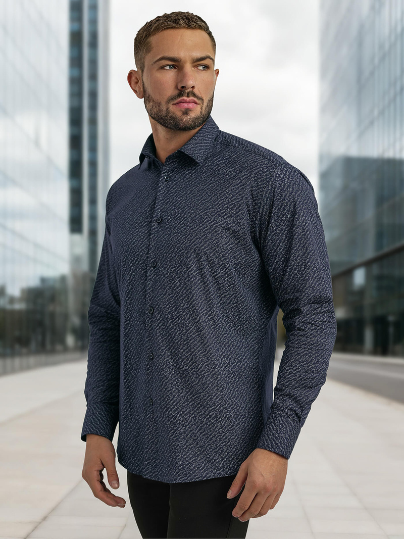 Мъжка риза тъмносиньо OZONEE V/V186