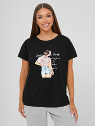 Дамска тениска черна OZONEE JS/95T2573/3