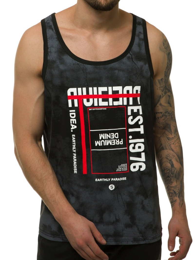 Мъжка тениска без ръкав черна OZONEE JS/SS11036