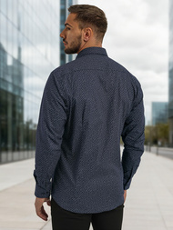 Мъжка риза тъмносиньо OZONEE V/V186