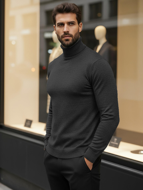 Мъжки пуловер графитен OZONEE V/V24504