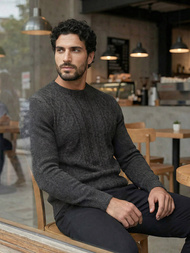 Мъжки пуловер графитен OZONEE JS/59B3610/5