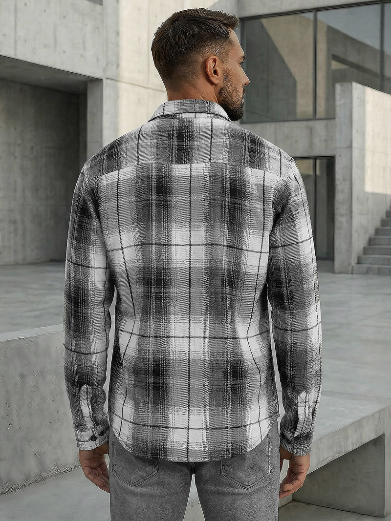 Мъжка риза черно-бяла OZONEE NB/MC728N/4Z