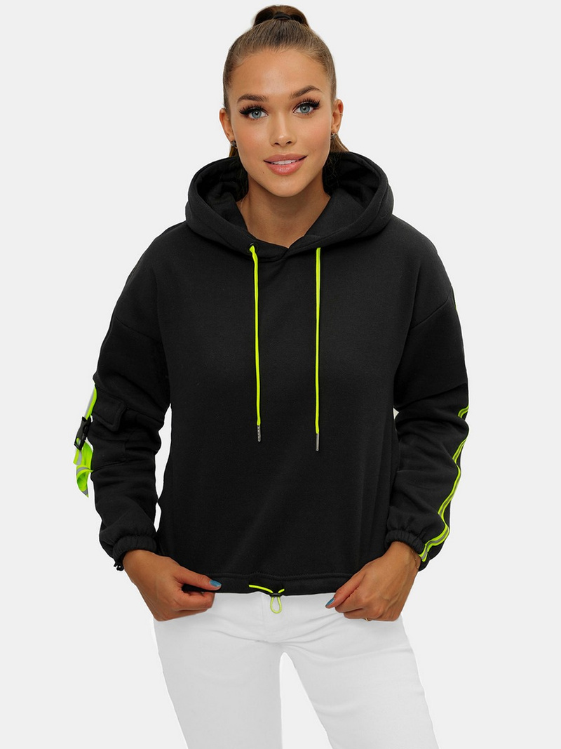 Дамски суитчър с качулка черна OZONEE JS/B26031Z