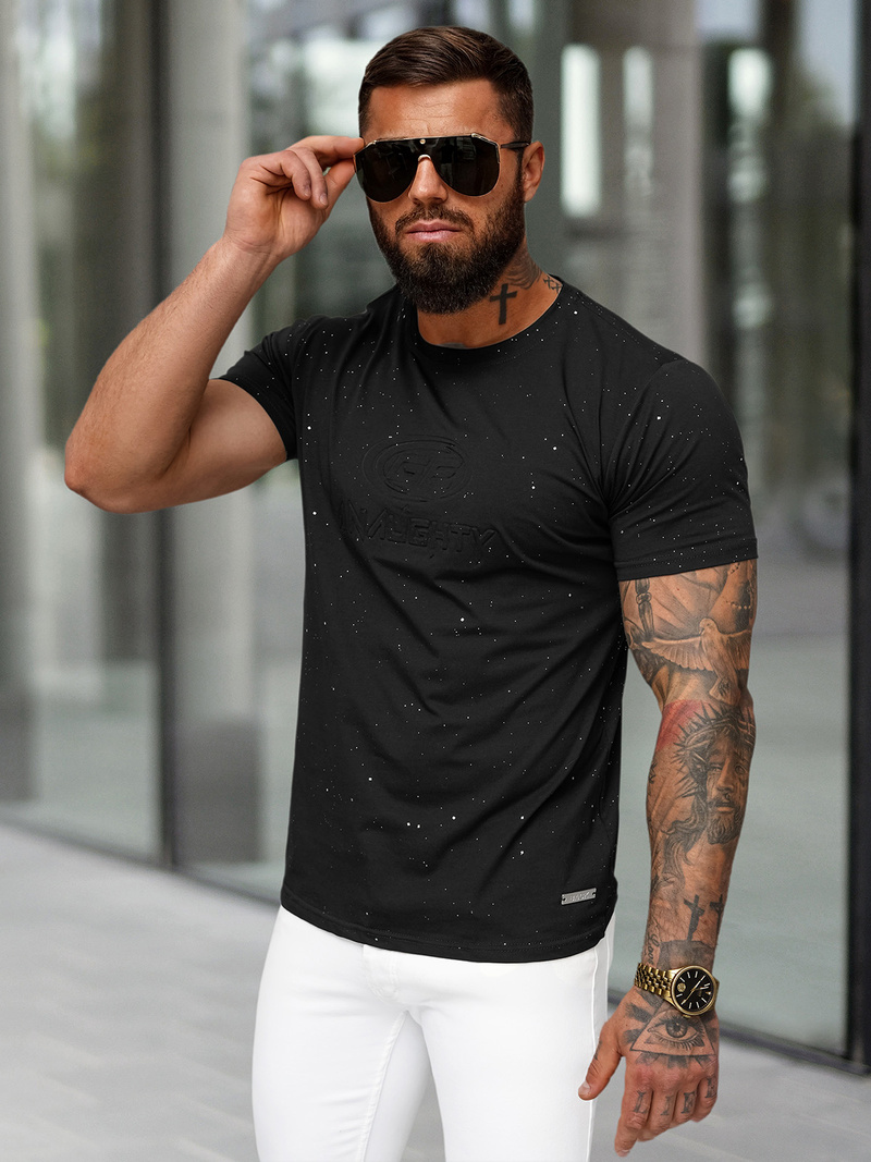 Мъжка тениска черен OZONEE O/QQ1390