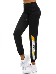 Дамски долнища на анцуг ччерно-жълто OZONEE O/82286