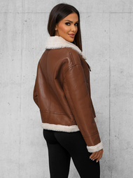Дамско кожено яке кафява OZONEE JS/11Z8176Z