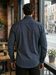 Мъжка риза тъмносиньо OZONEE V/V186Z