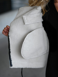 Дамско кожено яке черно-бяла OZONEE JS/11Z8177Z