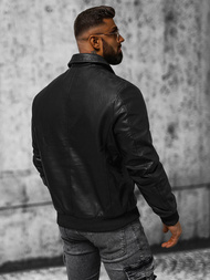 Мъжко кожено яке черно OZONEE JB/JP1178Z