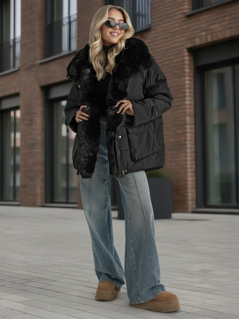 Дамско яке черно OZONEE JS/16M9185/392