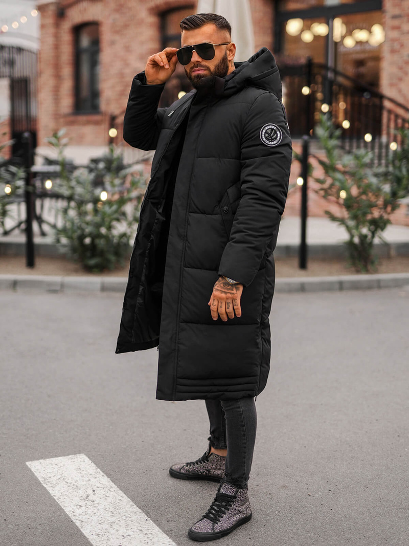 Мъжко зимно яке черно OZONEE JS/19M1290/392