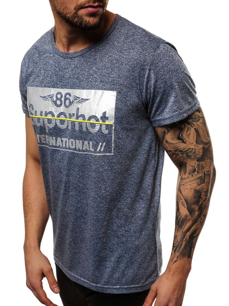 Мъжка тениска тъмносин OZONEE JS/KS2056