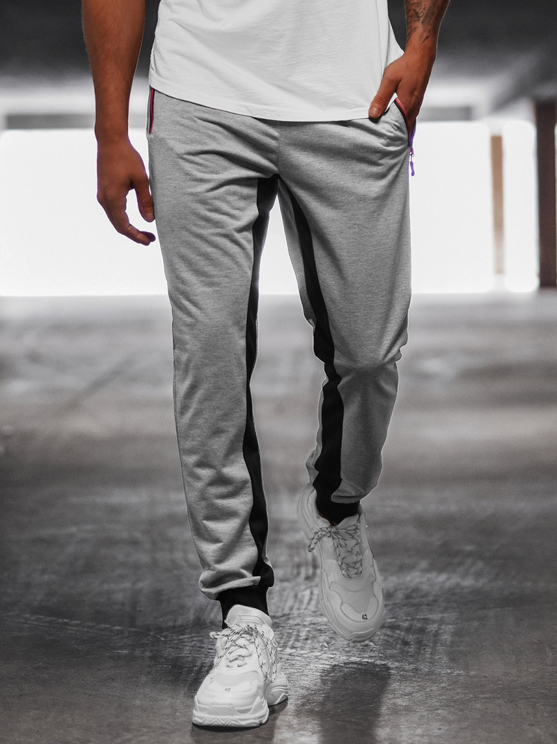 Мъжко долнище на анцуг сиво OZONEE JS/68K10357Z