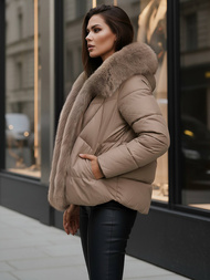 Дамско яке тъмно-бежово OZONEE O/16M9179/84