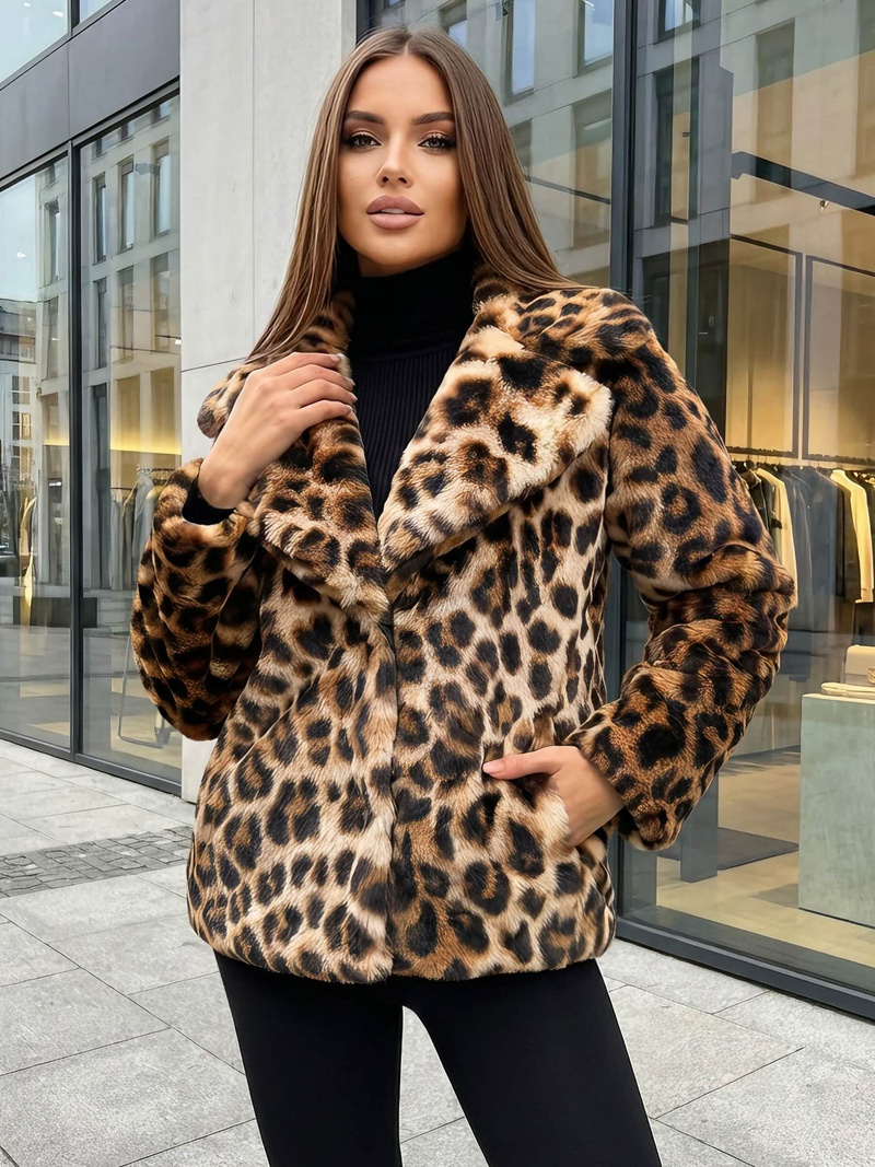 Дамско бежово и кафяво сако OZONEE JS/61M8500/158Z