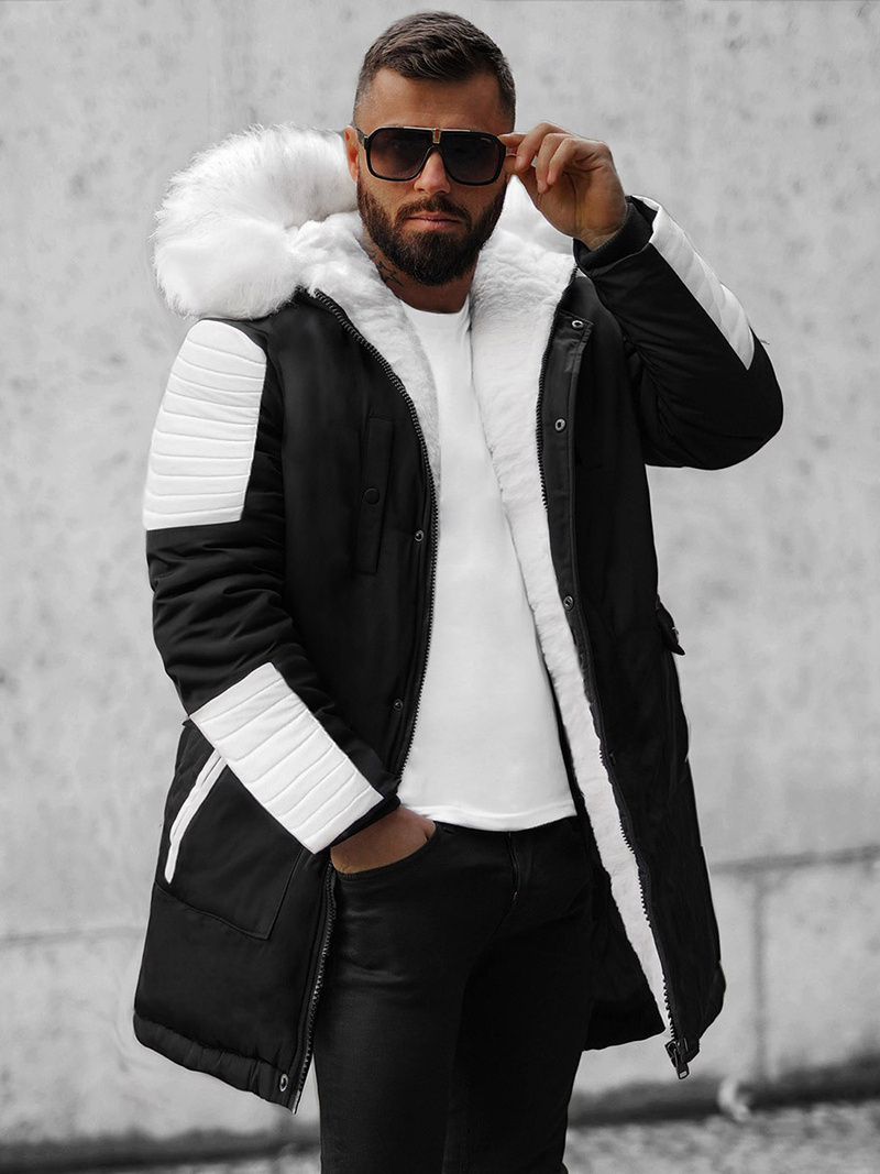 Зимно яке черно-бяла OZONEE O/5832/22Z