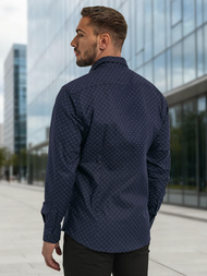 Мъжка риза тъмносиньо OZONEE V/V183