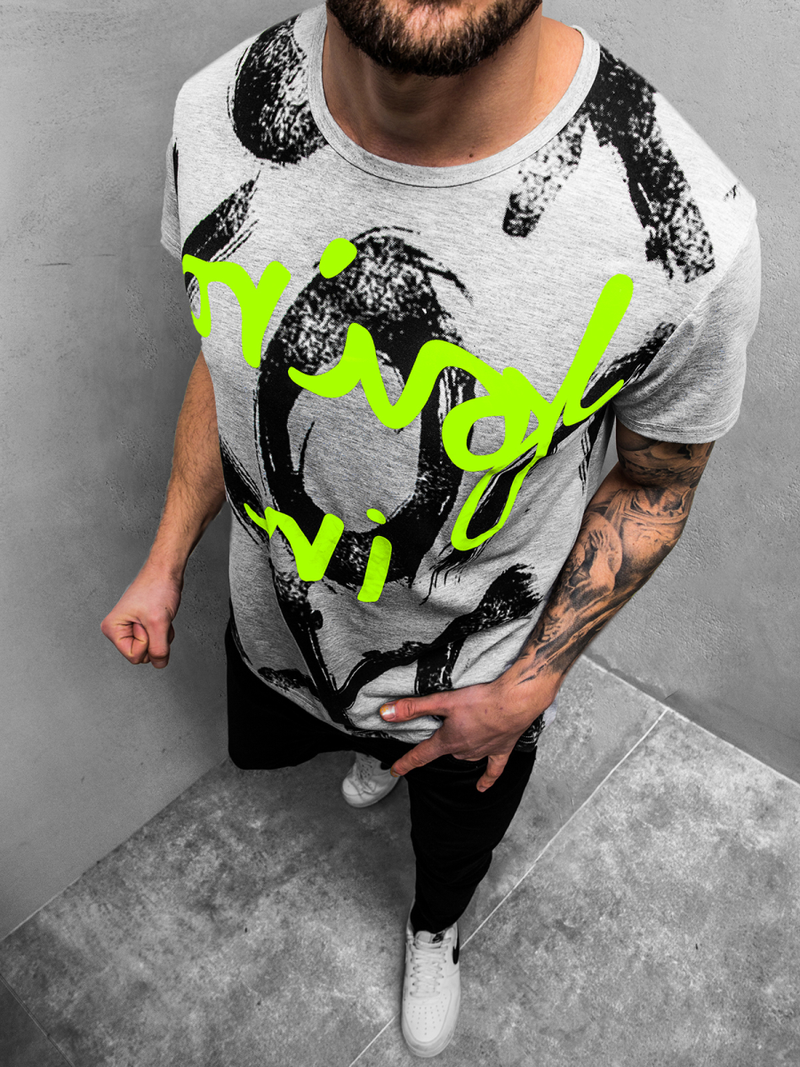 Мъжка тениска сива OZONEE JS/KS1985Z