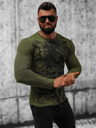 Мъжка блуза с дълъг ръкав зелен OZONEE O/B257