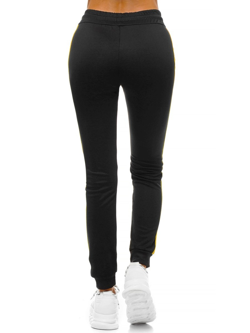 Дамски долнища на анцуг ччерно-жълто OZONEE O/82318