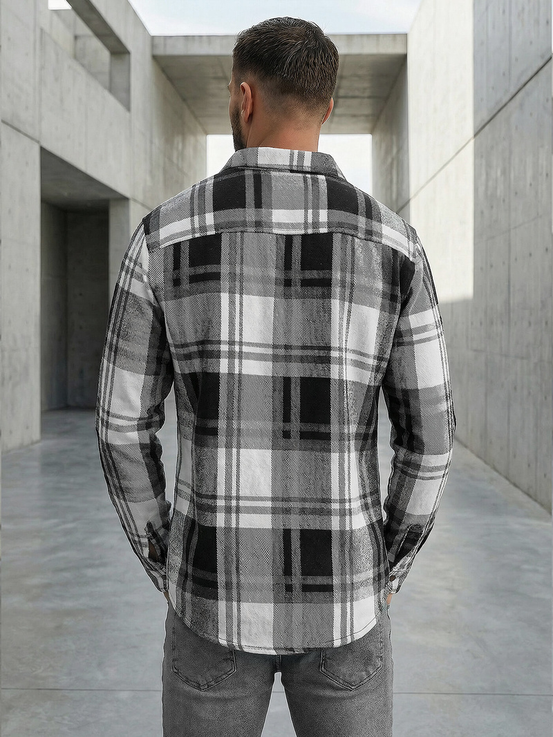 Мъжка риза черно-бяла OZONEE NB/MC728N/3Z