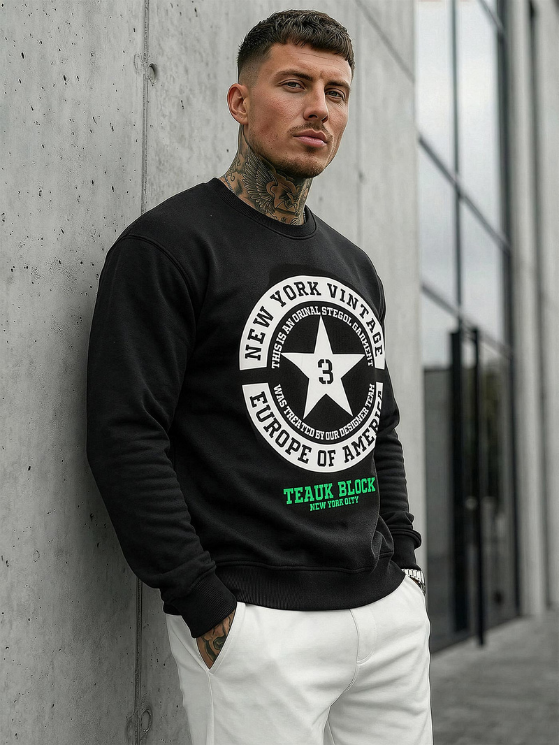 Мъжки суитшърт черен OZONEE JS/8B1768/3