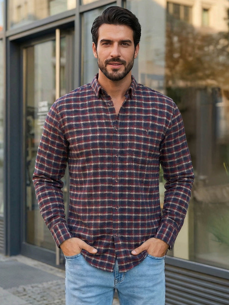 Мъжка риза бордо OZONEE V/V176Z