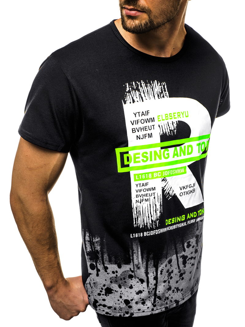 Мъжка тениска черна OZONEE JS/KS1945