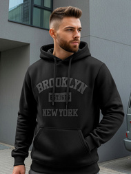 Мъжки суитшърт с качулка черен OZONEE JS/8B1969/3