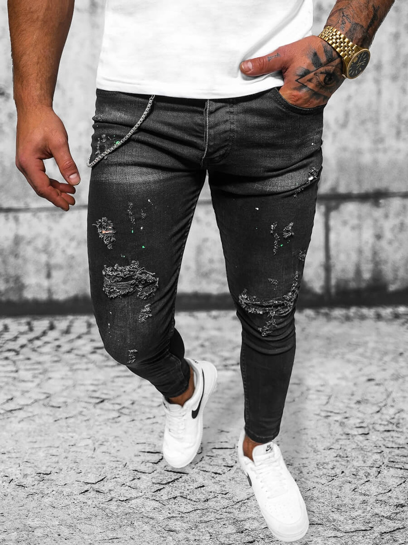 Мъжки дънки черни OZONEE O/MB460