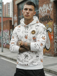 Мъжки суитшърт с качулка Бял OZONEE O/B266Z