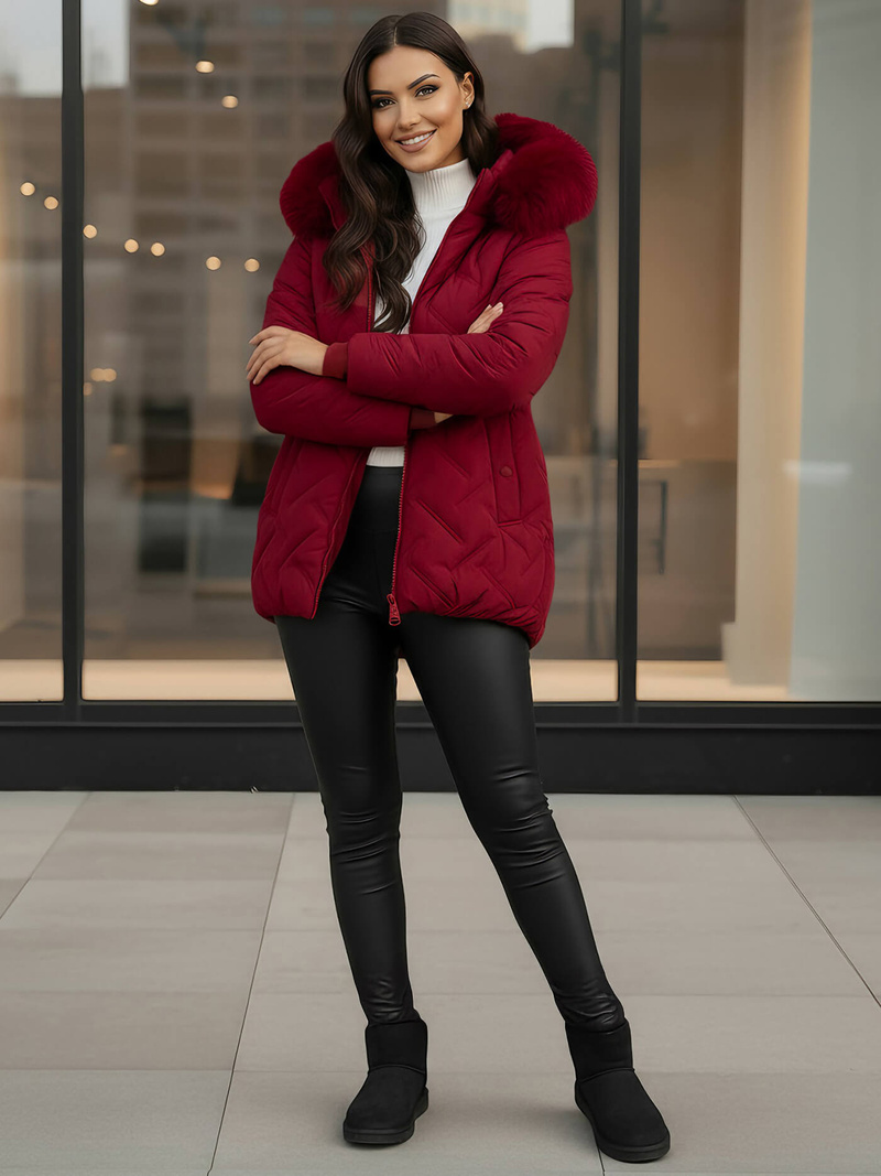 Дамско яке бордо OZONEE JS/16M9296/06Z