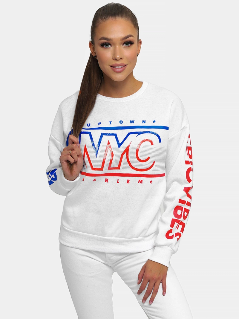 Дамски суитшърт бял OZONEE JS/B26008