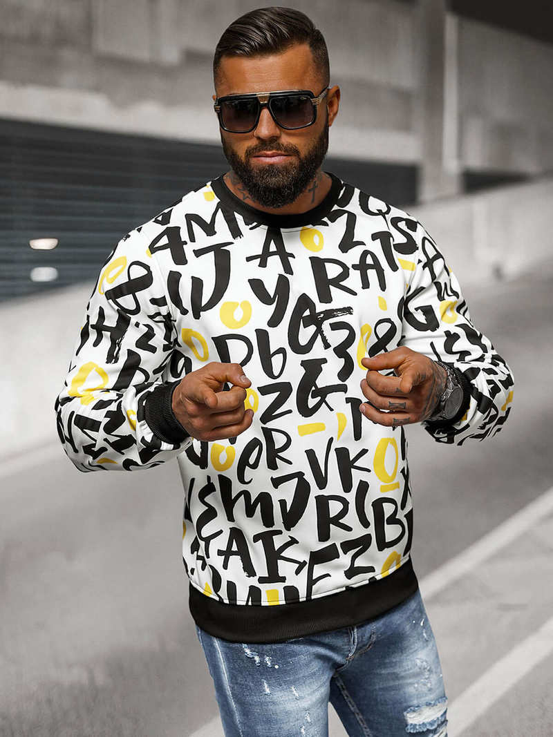 Мъжки суитшърт бяла OZONEE JS/8B1220/1