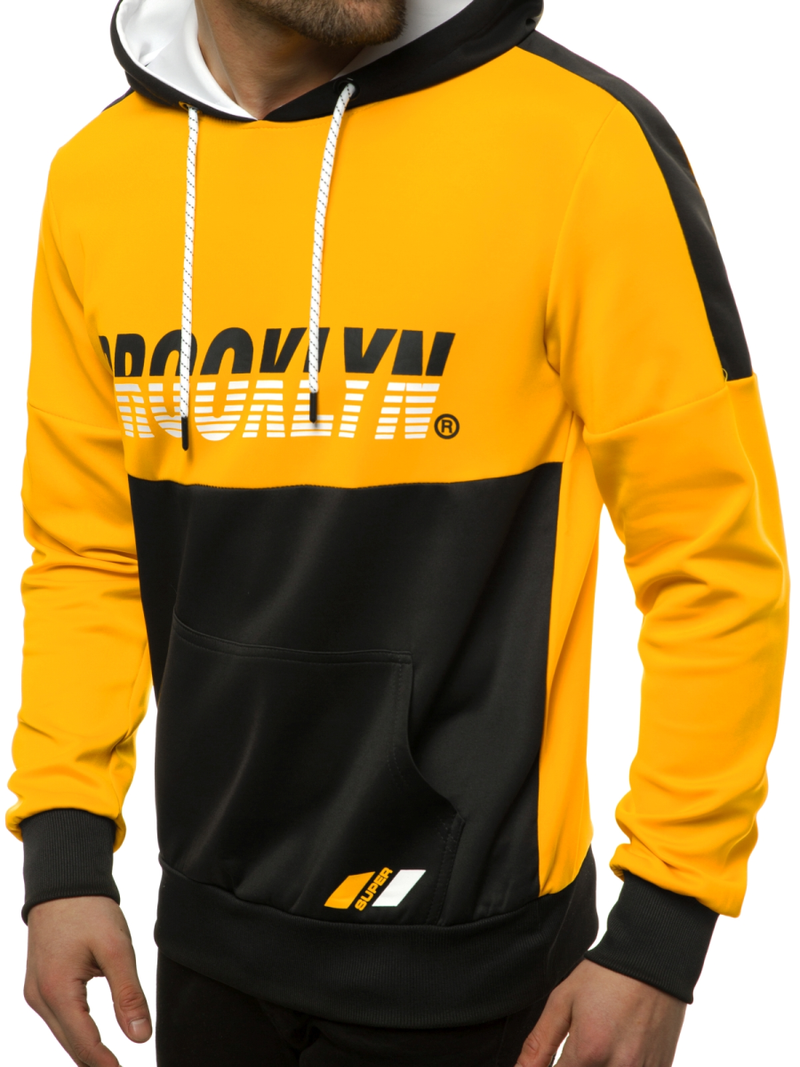 Мъжки суитшърт жълто-черно OZONEE JS/DD20127