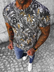 Мъжка тениска бяло-черен OZONEE O/BL61Z