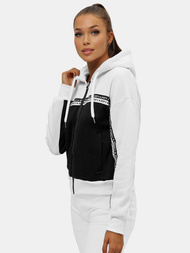 Дамски суитчър с качулка бяло-черна OZONEE JS/B26044Z