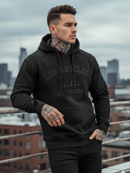 Мъжки суитшърт с качулка черен OZONEE JS/8B1972/3