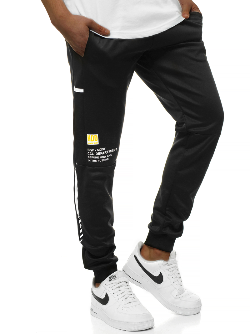 Мъжко долнище на анцуг черно JS/AM88