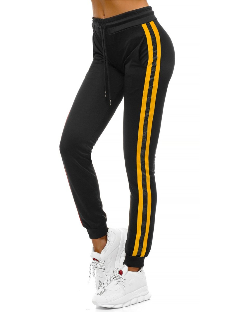 Дамски долнища на анцуг ччерно-жълто OZONEE O/82318